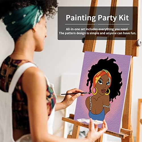 Комплет за сликање на платно од платно пред нацртано платно за сликање за комплети за забави за забави за возрасни, боја и резерви за забава