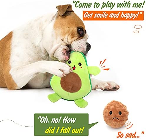 Вавопав Куче Пискаат Играчки, Издржливи 2-во-1 Интерактивни Играчки За Џвакање, Кадифен Играчки Полнети Со Авокадо, Влечење И