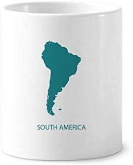 Континент на Јужна Америка Прекрасна мапа на мапата за заби држач за пенкало кригла керамички штанд -молив чаша