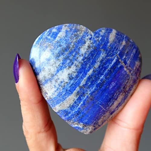 Сатенски кристали лапс срце мистична lубовница сина лазули кристална лекување камен 2.25-2,5 инчи
