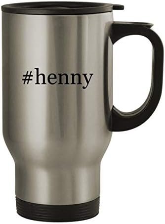 Knick Knack Подароци #Henny-14oz Нерѓосувачки Челик Хаштаг Патување Кафе Кригла, Сребро