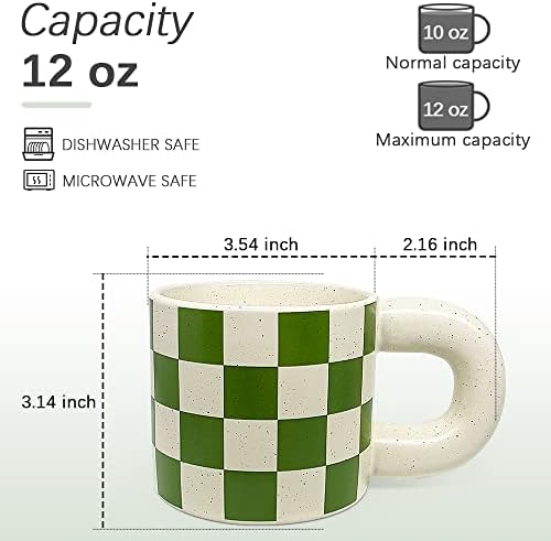 Керамичка чаша за кафе, чаша чај со порцеланска масна тркалезна рачка, машина за миење садови и микробранова безбедна кригла за украсување, 12 мл, модерен, уникатен с