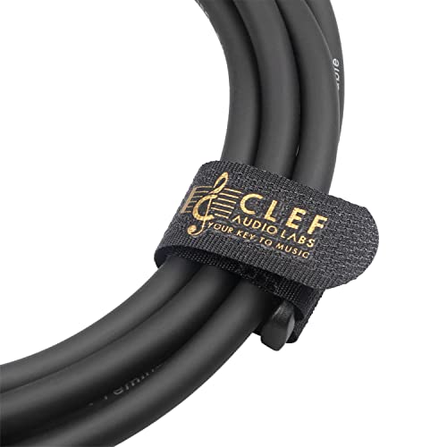 Clef Audio Labs 6,35 mm TS до 6,35 mm TS директно до аголна, црна хромирана лушпа од легура на цинк/сив бакар плетенка - 6ft - 1pk