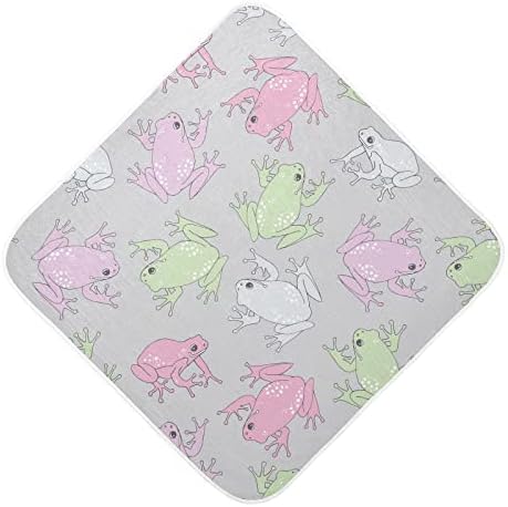 vvfelixl бебе качулка со пешкири шарени жаби апсорбираат крпи за бебиња памук мека бања за новороденче, дете 30x30in сиво