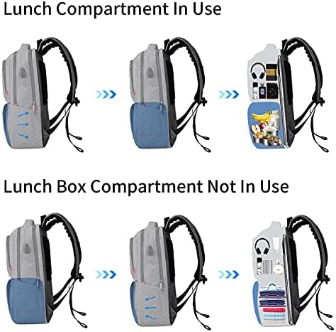 Ранец за ручек за жени, изолиран ладилник ранец со простор за ручек, колеџ училишта со книги со USB порта, одговара на лаптоп 15,6 инчи, водоотпорна