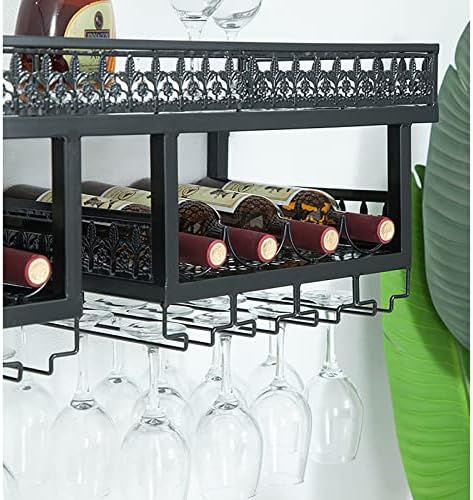 GPAIHOMRY метална решетка за шишиња поставени со wallидови, решетката на Stemware под полица Држете до 24 чаши за вино, гроздобер дисплеј