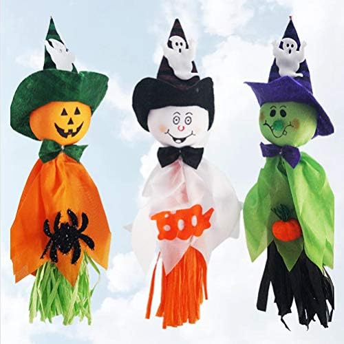 Започитувајте деца кукли 6 парчиња Декорација на Ноќта на вештерките што висат дух од тиква духови плашило за ветровик за внатрешни