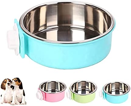 Гајба кучиња чинии за мачки, отстранлив од не'рѓосувачки челик, висечки миленичиња кафез чинии одгледувачница, чинија за фидер