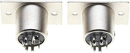 XLR приклучок 5 Пол Шасија - Машки приклучок за монтирање на панел со 5 пини со рамка за поставена од никел, приклучок за звучникот