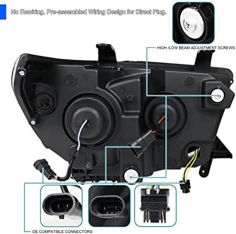 SPEC-D ПОДЕСУВАЊЕ ЧАД LED Секвенцијален Прекинувач Сигнал Проектор Фарови Компатибилен со 2007-2013 Тојота Тундра, 2008-2017 Тојота Sequoia, Лево
