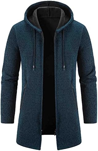 Долги џемпер за џемпери за мажи во Beuu, 2022 Нов манс -патент плетен тенок фит туника палто Зимска обична качулка надворешна облека