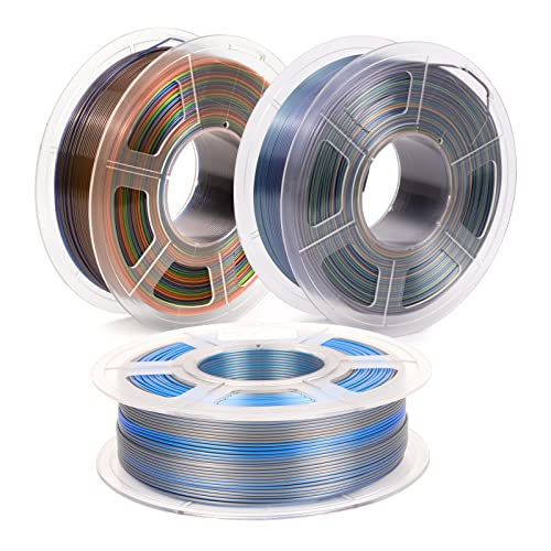 Iemai Dual Color Pla Filament Silver Blue + Rainbow Petg Filament + Silk Rainbow PLA FILAMENT, 3 пакувања 3kg
