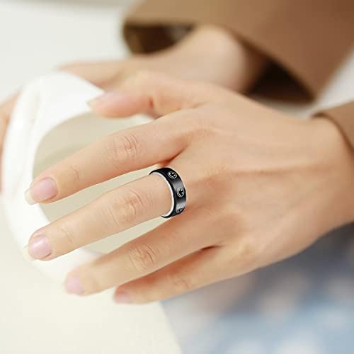 yfStyle 3/4pcs Не'рѓосувачки челик Спинер прстени Fidget Star Moon Band Ring Ringing Reasting Stress Anxistice прстен за жени мажи 8/6 mm ветувачки прстени Поставете големина 6-12