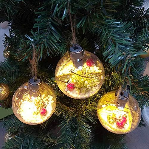KOQWEZ33 Божиќна божиќна бодинска топка, божиќни украси за топка, прекрасна предводена Дедо Мраз снежна земја елена тркалезна топка новогодишна