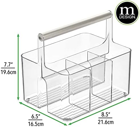 Mdesign Пластични корпи за складирање на храна со метална рачка за кујнски чајната кујна, полица, кабинет - преносен поделен тоте