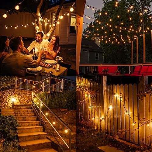 Brightown Outdoor String Lights 50ft- LED жица светла G40 Globe Patio Lights Заштеда на енергија со 25 LED светилки, разнишани виси