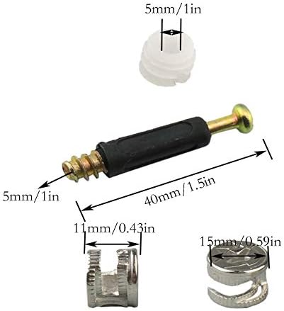 40SET 40mM/1.5in Поврзување мебел за поврзување на прицврстувачи за заклучување на орев за заклучување на орев со фитинзи со Dowel