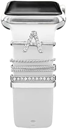 Almnvo Bands Charms компатибилен со Apple Watch Silicone Bands Charms, Модни метални дијамантски декоративни прстени јамки за