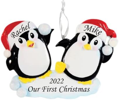 2023 Персонализиран украс Пингвин двојка новогодишна елка со украсен украсен украс занаетчиска декорација на свадбена украс без персонализација