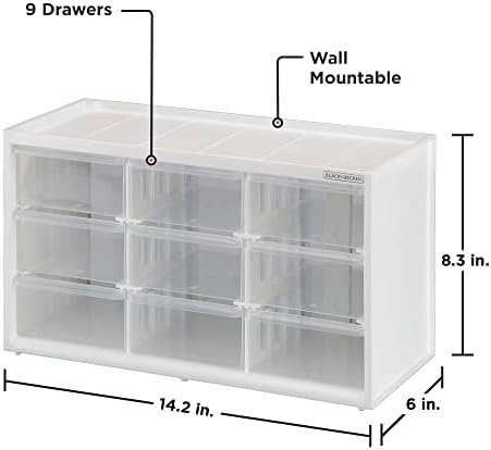 Организатор за складирање Black+Decker, 9 модуларен систем за складирање на фиоки, лесно стабилен
