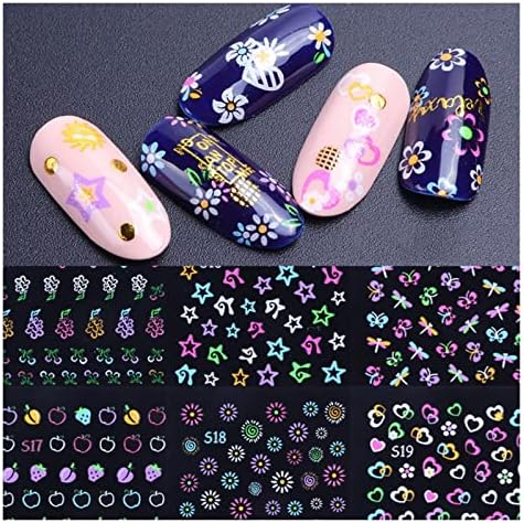 Ziytex 24 парчиња светлечки шарени пеперутки 3Д налепници за нокти Акрилен дизајн DIY цвет лизгачки лепило за лепило за декларации во