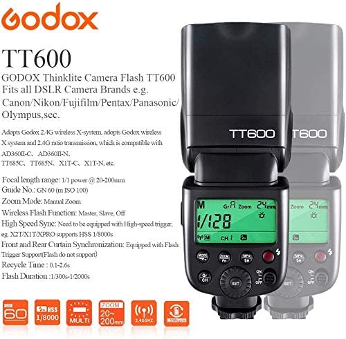 Godox TT600 Камера Флеш Speedlite, Господар/Роб Функција, GN60 Вграден во 2.4 G Безжичен X Систем 1 / 8000s HSS Флеш Со Godox XPro-S TTL Безжичен Флеш Активирањето Компатибилен За Sony Камера