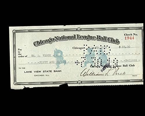 Вилијам Век Пса Днк Потпиша х2 Чикаго Младенчиња Проверете 7-29-1919 Автограм-Млб Намалување Потписи