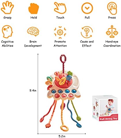 Бебе Монтесори Играчки Октопод Повлечете Низа Сензорни Играчки Со Скокачки Меурчиња Фиџет Фини Моторни Вештини Активност Заби Патување Играчки 18 Месечно Бебе Игр