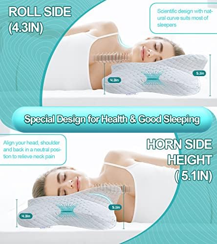 Chxxy мемориски перници за пена, перница на грлото на матката за олеснување на болката во вратот и рамото, ергономска контура за кревети,