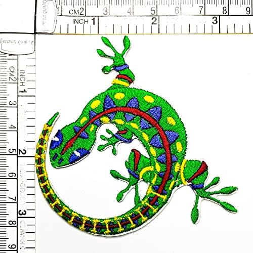Кленплус Зелена Симпатична Камелеон Цртан Филм Везени Железо На Шие На Значка За Фармерки Јакни Капи Ранци Кошули Налепница Гуштер Геко Апликации