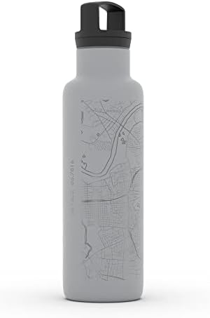 Добро кажано врежано мапа во Newујорк, изолирано шише со вода, гравиран шише од не'рѓосувачки челик, мапа со изолирано шише, обичајно изолирано