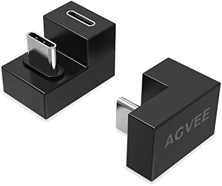 Agvee [2 пакет USB-C-во-Cенски до USB-C машки адаптер 180 степени Аглен конвертор, видео аудио 10G Податоци за продолжување на податоците