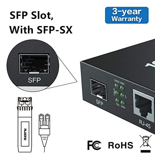 Конвертор на медиуми Gigabit Ethernet, Multi Mode Fiber во Ethernet, конвертор на влакна LC, со транссевер 1000base-SX и мачка.7 LAN кабел