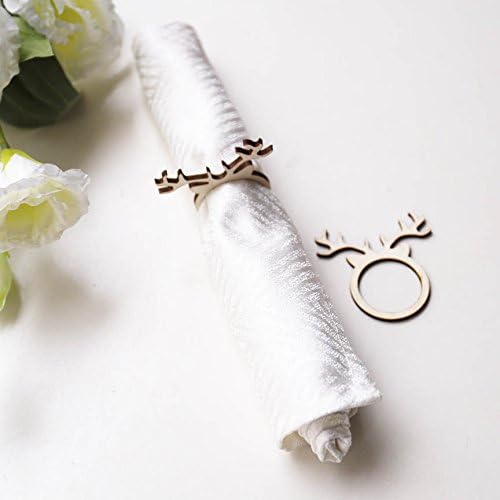 Ruixuan Laser исече 15 парчиња рустикален свадбено дрво прстени, божиќни ирваси, прстени од ирваси за салфетка, ласерско исечено поставување