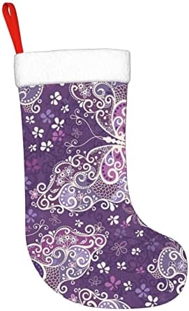 Виолетова пеперутки Нова Година Божиќ Декоративни чорапи што висат Божиќни чорапи