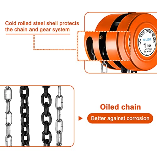 Подигнување на рачен ланец 1 тон - Рачен крев за блокирање на челични ланци со висина на кревање од 10 метри и челична конструкција