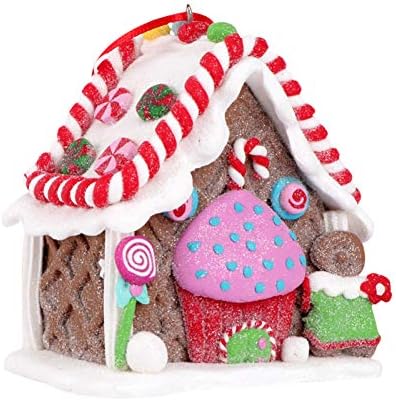 Bestoyard Gingerbread Decorations Божиќна приказна селска куќа мини вила куќа украс фигура за Божиќна забава Дома градина додатоци Минијатурен пејзаж куќа од ѓумбир од ѓумбир