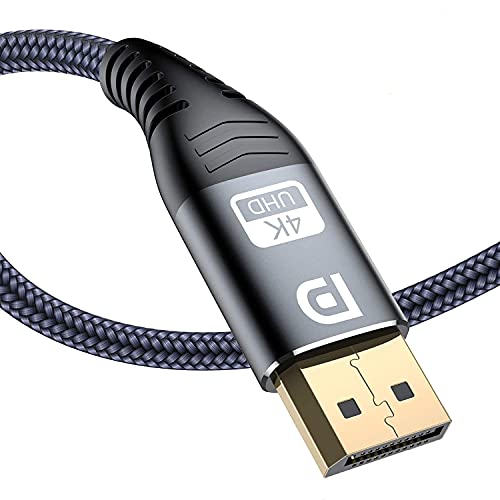 Sweguard DisplayPort Cable 6ft [4K@60Hz, 2K@165Hz 144Hz], DP 1.2 кабел со голема брзина на злато-позлатен најловен плетенка DP-кабел Поддршка