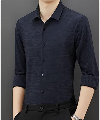 Mirtике-ДГ машка кошула за фустани со долги ракави облеки од вафли канцеларија за јака маица со јака ладна деловна цврста тенок вклопуваат основни врвови