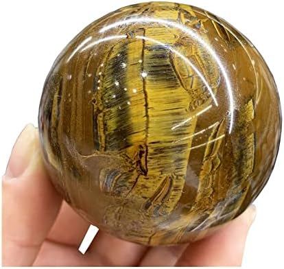 Ацинра 60-65 см Природно Жолто Тигарско Очно Јаболко Кристално Камено Топче 1пц Декорација На Просторијата