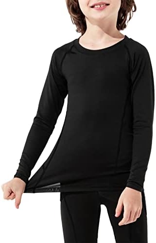 Американски трендови Термичка кошула за термичка компресија за девојчиња момчиња со долги ракави долна облека руно, подложен основен