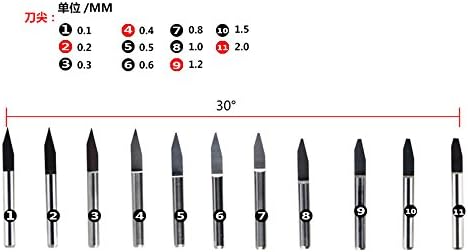 Shina 5pcs 6mm 30 степени 0,2 mm Tungsten carbide гравирање на битови CNC рутер алатка за прецизно гравирање на MDF Bicolor табла