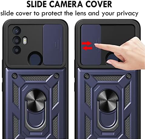 Компатибилен СО TCL 30 SE Телефон Случај со 2 Пакет Заштитник На Екранот,  Вграден Слајд Камера Заштита Покритие &засилувач; Прстен Kickstand,