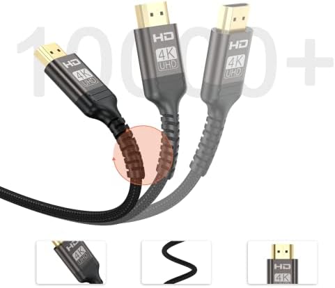 УВ-КАБЕЛ HDMI Кабел 6ft, Голема Брзина 4K HDMI 2.0 Кабел HDCP 2.2 HDR 3D 2160P 1080P 28awg ЕТЕРНЕТ-Плетенка HDMI Кабел-Аудио Враќање За Монитор