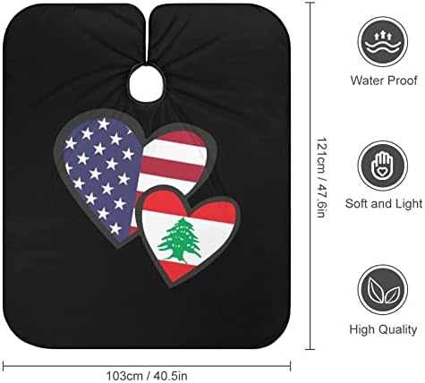 Испреплетени Срца Американско Либанско Знаме Детска Фризура Кејп Фризер Престилка Со Прилагодлив Капак За Сечење На Косата