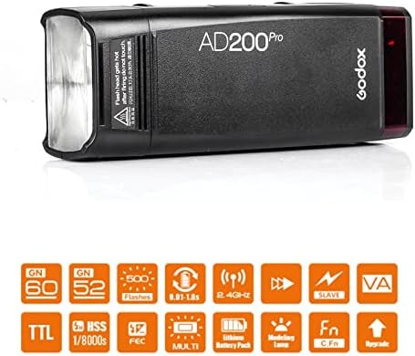 GODOX AD200 Pro AD200Pro w/XProII-N Активирањето За Никон Камери, TTL Flash 200ws 2.4 G Flash Strobe, 1/8000 HSS, 500 Целосна