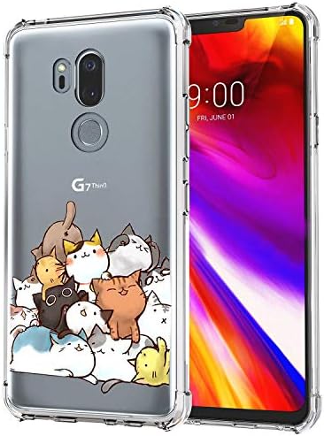 Киомија кутија за LG G7 Thinq For Girls Boy Boy Clear со симпатична дизајн на мачки за шок -шок -заштитен браник заштитна прекрасна смешна писе