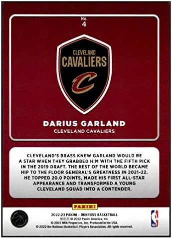 Дариус Гарланд 2022-23 Производство на Донрус #4 NM+ -MT+ NBA кошарка Кавалирс