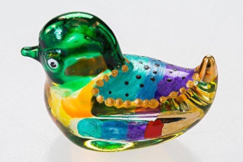 Witnystore Tiny 1 High Mandarin Duck Figurine Miniature Chapture Bround Glass Crystal Art Drake Duckling Waterbowl Pirds Pirds Decorative Collective