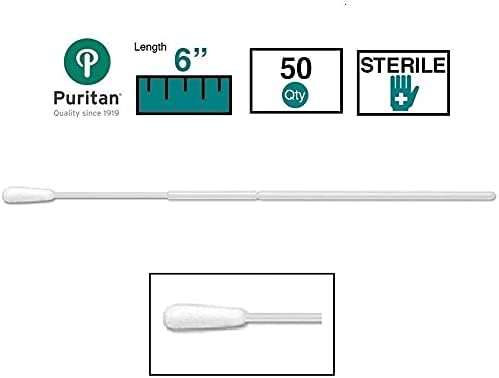 Puritan Medical Hydraflock 6 стерилен стандарден стада бришач w/80mm рачка на полистирен - 25-3306 -час - кутија од 50